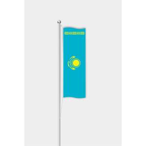 Bandera vertical personalizada de Kazajstán de 3x5 pies estilo banderín para exhibición exterior, impresión digital en nailon, seda, vinilo, plástico, aluminio - Product Image 1