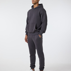 Diseño personalizado en relieve impreso de alta calidad Unisex Casual en blanco de gran tamaño pulóver sudaderas con capucha pantalones de chándal y conjunto de Sudadera con capucha para hombres - Product Image 1