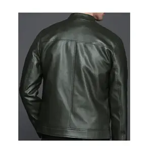 Vente en gros sur mesure en cuir de vache véritable pour hommes col montant imperméable coupe-vent automne chaud respirant veste en cuir - Product Image 4