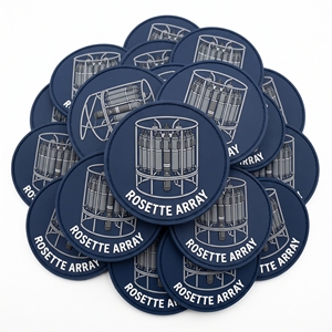 Parches de PVC con diseño de roseta al por mayor, insignias redondas de silicona para muestreadores de agua CTD, emblemas para ropa de trabajo oceanográfica, directo de fábrica - Product Image 1