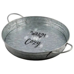 Plateau de service carré en métal galvanisé avec poignée de qualité commerciale, finition polie lavable au lave-vaisselle pour la maison et l'hôtel - Product Image 4