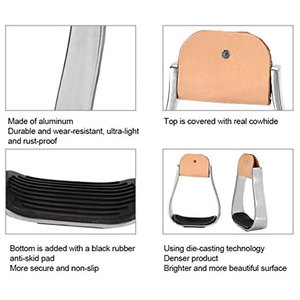 Estribos de aluminio para caballos, sillín occidental, chanclos ligeros, estribos de seguridad, alfombrilla antideslizante de goma para pies, equipo de tachuela ecuestre - Product Image 5