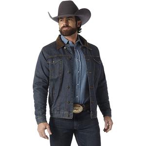 Chaqueta Vaquera Entallada para Hombre, Mangas de Cuero, Estilo de Botones Cubiertos de Alta Calidad, Cuello Alto, Frente de Lona, Ropa al por Mayor - Product Image 5