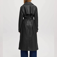 Nouveautés 2025 – Manteau trench vintage en cuir de mouton véritable tricoté pour femme, grande taille, coupe-vent et respirant en coton