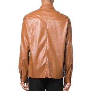 Premium Breathable Cowhide Leather Biker Motorcycle <b>Men's</b> <b>Shirts</b> Custom Logo Blank Chest <b>Pockets</b> <b>Men's</b> <b>Shirts</b> - Product Image 4