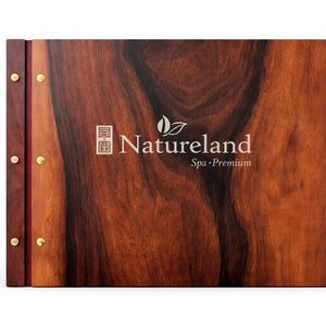 Couverture de menu de spa format A4, bois durable avec papier pour utilisation hôtelière - Product Image 1