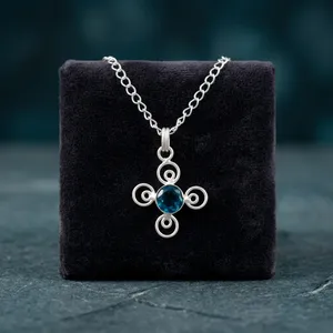 925 Sterling Silver Wholesale <b>Crystal</b> Pendant <b>Healing</b> Blue Apatite Pendant Round Shape Faceted Cut With Bezel Setting Gemstones - Product Image 1