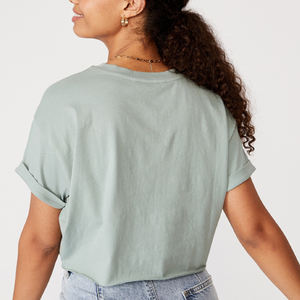 Camiseta extragrande de alta calidad para mujer, Camiseta con estampado personalizado de logotipo de talla grande, estilo informal de ocio, diseño sencillo en blanco para el verano - Product Image 3