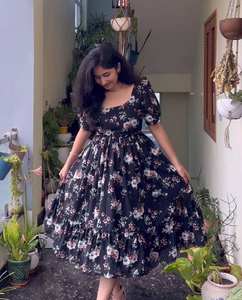 ชุดเดรสสำหรับผู้หญิงสีดำชุดเดรสชิ้นเดียวพิมพ์ลายดอกไม้ชุดใส่งานแต่งดีไซน์เนอร์ชุดราตรีสำหรับงานปาร์ตี้ - Product Image 3