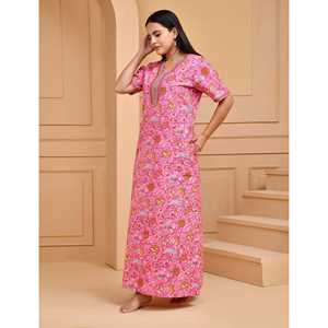 Camisón Rosa Cómodo 100% Algodón, Tela Popelina Suave, Cierre con Botones, Logotipo Personalizable, Talla XL, Suministro ODM, Animal - Product Image 5