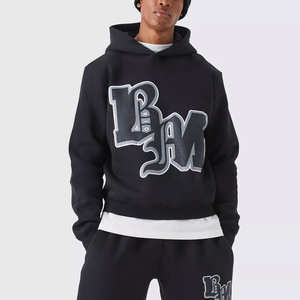 Custom Men <b>Oversized</b> Stacked Tracksuit Eco-Friendly Organic Cotton Fleece 2 Piece Set Graphic Printed Hoodie and Stacked <b>Joggers</b> - Product Image 3