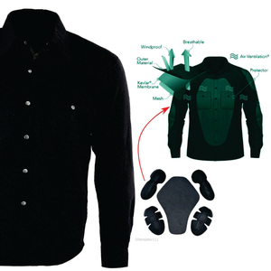 2025 Men Cotton Motorcycle <b>Flannel</b> Shirt Aramid Lined Safety Riding <b>Jacket</b> with Armor Pockets Black Motorbike Protective Gear - Product Image 3