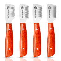 Couteau à démêler Flamia & Jabz pour chien, couteau à carder pour peigne à poils de terrier, peignes en acier inoxydable pour renard, chat, chien, cheval, peigne en bois