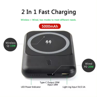 Batterie externe portable magnétique sans fil personnalisée PD22.5W à charge rapide 5000mAh/10000mAh avec support pour iPhone 16/15