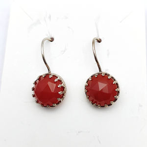 Pendientes colgantes de diseñador de plata de ley redonda de 12mm de cornalina Natural 5,01 GMS, joyería fina hecha a mano para niñas, todas las religiones - Product Image 4