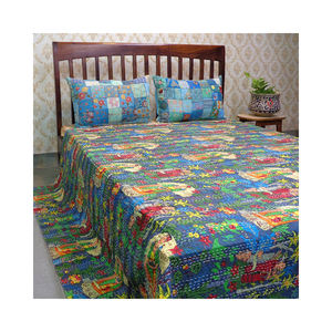 Último Diseño en Algodón Orgánico Kantha, Fabricante Indio, Impresión a Mano, Tamaño Queen, Precio Económico en Oferta - Product Image 1