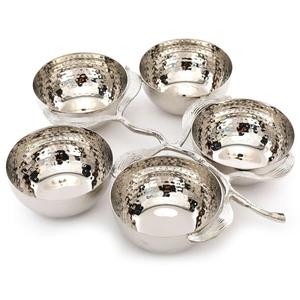 Servidor de Aperitivos de Aluminio Vintage Ecológico de 3 Secciones con Asa de Estribo Plateada de Lujo, Servidor de Dulces y Frutos Secos Pulido - Product Image 4