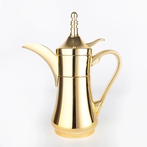 Dallah arabe artisanale en acier inoxydable poli brillant, style vintage, écologique, ustensiles de cuisine de table, théière la plus vendue - Product Image 1