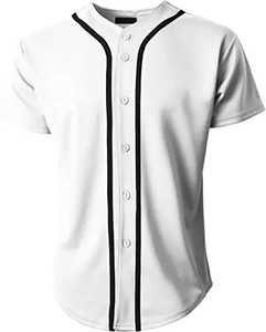 Diseño sólido OEM personalizado cuello redondo botón camisas béisbol Softball Jersey transpirable secado rápido antibacteriano 100% poliéster - Product Image 5