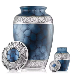 Urnas de Recuerdo Personalizadas, Ecológicas, Hechas a Mano, de Aluminio, para Adultos y Bebés, Venta al por Mayor, Urnas Únicas para Cenizas Humanas, Florero de Mesa Azul - Product Image 4