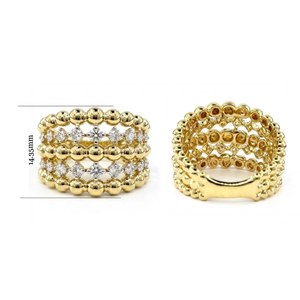 18k Rose Gold Ball Shape Pave Setting 24x0.59ct Diamonds Women's Wedding Band Ring for Party Occasions - Product Image 4