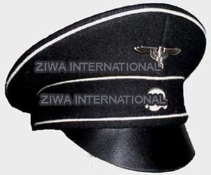 ALLEMAND WW2 Allegmeine Em-NCO CHAPEAU VISIÈRE NOIRE CHAPEAU SS METAL INSIGNIA - Product Image 1