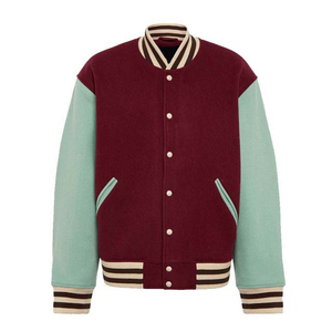 Chaqueta universitaria con cuello levantado para hombre de alta calidad, Mangas de cuero originales, cuerpo de piel de vaca de lana cómodo para invierno para hombre - Product Image 2