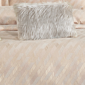 Ensemble de couvre-lit de luxe personnalisé Guzide Julia Gold 4 pièces, 100% chenille, tissé organique, rayé, lavable, anti-acariens - Product Image 4
