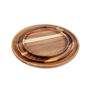Plateau en bois d'acacia massif pour barbecue, thé japonais, gâteaux, plateau rectangulaire et rond pour les fêtes - Product Image 3