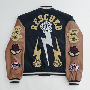 18 - Customized Varsity <b>Jackets</b> Wool Body <b>Leather</b> Sleeves with Chenille and Embroidered Patches Unisex College <b>Jacket</b> OEM - Product Image 2