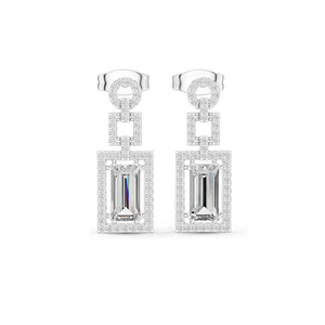 1.958 CT Lab Diamond <b>Drop</b> <b>Earrings</b> VVS-VS EF Clarity 18KT, 14KT, 10KT Gold & 925 Silver Rose, Yellow, White Gold & - Product Image 1