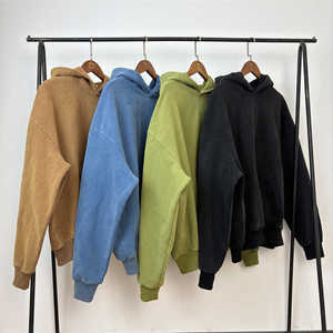 Topshow <b>Garment</b> Hoodie Manufacturer Blank Oversized Plain Sweatshirt Heavyweight 500 Gsm Thick Fleece Cotton Acid Wash Hoodie - Product Image 1