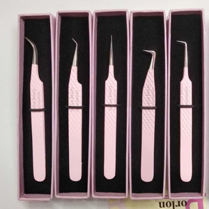 ด้ามจับที่แข็งแกร่งสแตนเลสมืออาชีพสีชมพูขนตาสีแหนบผู้ผลิตที่ดีที่สุดแหนบคลาสสิกและปริมาณแหนบขนตา - Product Image 2