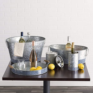 Customizable Galvanized Wine Champagne Chiller, <b>Beer</b> Bucket Or Soft Drink Cooler For Indoor Outdoor Parties - Product Image 3