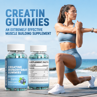 Permen Creatine Monohydrate Label Pribadi OEM Grosir Suplemen Pendukung Otot Rasa Blueberry Pabrik Botol 60s