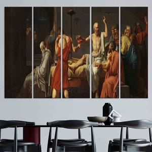 Lienzo Impreso: La Muerte de Sócrates de Louis David, JUEGO DE 5 LIENZOS - Product Image 1