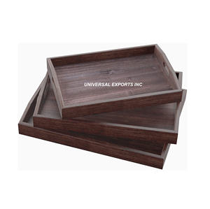 Ensemble de trois plateaux de service en bois rectangulaire dernière nouvelle Collection plateau à chocolat en noyer vente chaude vaisselle plateau à chocolat - Product Image 1