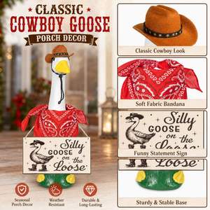 Décoration de Jardin pour Porche : Statue de Canard Western avec Chapeau de Cowboy, Bandana Rouge et Panneau Suspendu – Idéale pour les Fêtes - Product Image 2