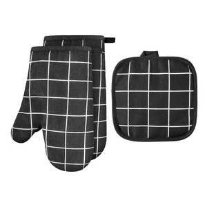ถุงมืออบ/ที่จับหม้อ ทนความร้อน กันลื่น ลายตาราง - คละสี - Product Image 1