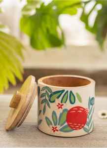 Contenedores de tarros de almacenamiento de madera pintados a mano para cocina, cubierta elegante, almacenamiento de condimentos con tapa - Product Image 2