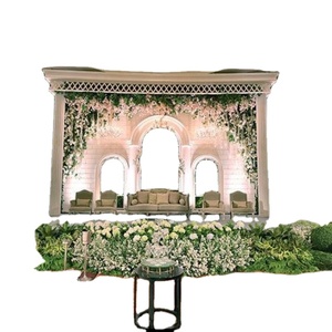 Arche de scène en fer pour mariage sculpté à double pilier élégant pour la décoration de banquet - Product Image 1