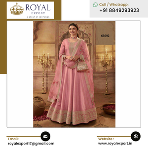 2023ชุดกระโปรงผ้าไหมลายดอกอันาร์คาลีดีไซน์เนอร์สำหรับงานแต่งงานเสื้อผ้าพื้นเมืองและ dupatta กับงาน zari dori - Product Image 5