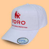 Casquette de baseball personnalisée à étiquette privée, 100 % coton blanc, broderie 3D rouge, casquette A-Frame pour hommes