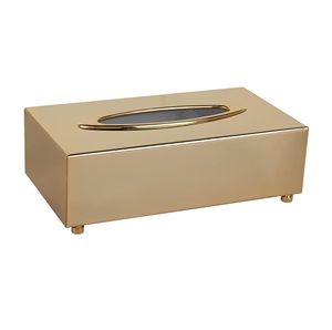 Soporte de papel tisú con acabado dorado de latón Industrial para decoración de mesa de hogar y Hotel cajas de pañuelos rectangulares - Product Image 1