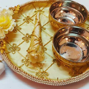 ตะกร้าลายดอกไม้ลูกไม้สำหรับงานเมห์นดี งานฝีมือแฟชั่น  จานเมห์นดี - Product Image 5