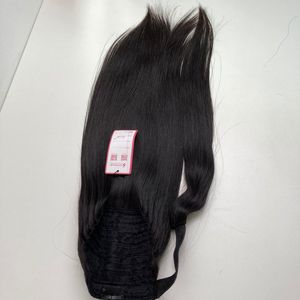 Top qualité Wrap queue de cheval couleur naturelle Remy cheveux 20 pouces droite 100% Remy haut dans l'extension de cheveux - Product Image 5