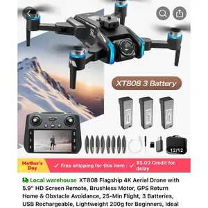 Dron GPS para adultos con resolución 6K, cámara de control remoto, cuadricóptero con motor sin escobillas, transmisión de imagen de hasta 3km - Product Image 1