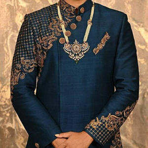 Best Quality Raw Silk Sherwani with Elegant Embroidery Plus Size Dress and Matching Shoes for Adults Latest Wedding Wear - Product Image 1