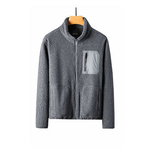 Hot Sale <b>Men's</b> Stand Collar Polar Fleece <b>Sherpa</b> <b>Jacket</b> Custom Outdoor Casual Knitted <b>Jacket</b> - Product Image 2