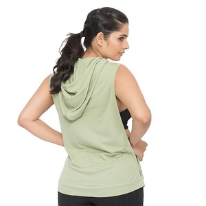 Mode chaude femme Gym débardeurs sweats à capuche haute qualité sans manches noir imprimé confortable Stringer col à capuche entraînement d'hiver - Product Image 3